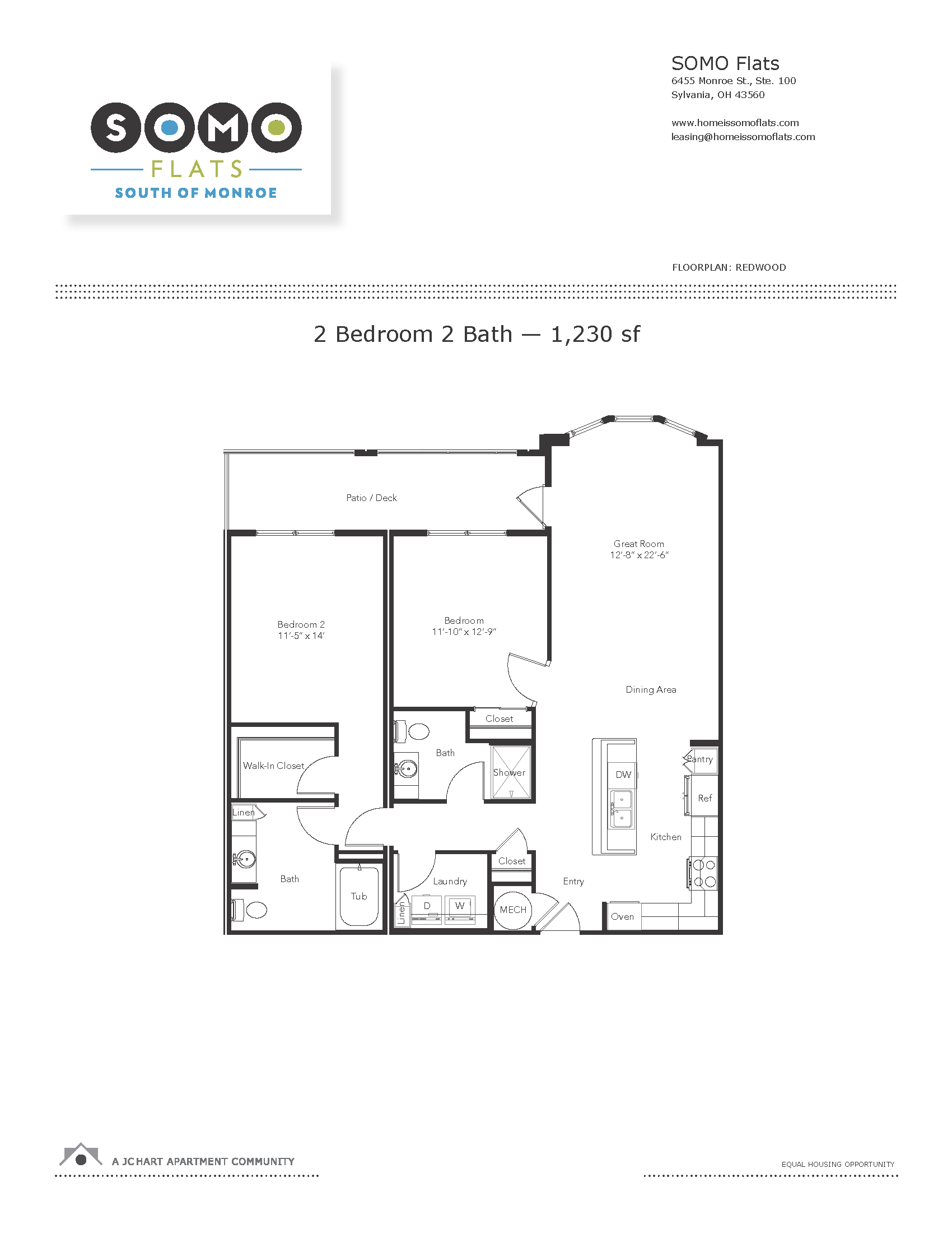 Redwood 2 Bedroom Apartments in Sylvania SOMO Flats